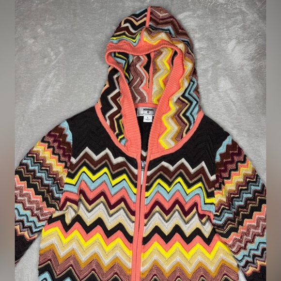 Missoni X Target Chevron Knit Long Sleeves Longline Full Zip Hoodie Jacket Large - Picture 3 of 16